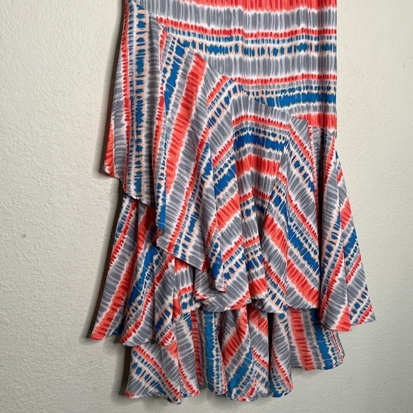 Tolani Boho Ruffle Tiered Asymmetrical Maxi Skirt Gray Orange Blue Size Large - Picture 11 of 16